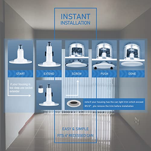 Jolux 4 Inch Led Can Lights Adjustable Recessed Retrofit Downlight, Etl Damp Rated Replacement Conversion Kit, 8.5W=40W, 5000K Daylight, 500Lm, Dimmable, Flat Trim, E26 Base, Easy Installation, 4-Pack #TOP4