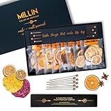 Millin Gourmet Garnish Gift Set With Cocktail Picks I 100% Natural Dehydrated Fruits I Professional Bartenders Men Women Corporate Liquor Holiday Unique Gift -Medium (35 Slices + 8 Picks)