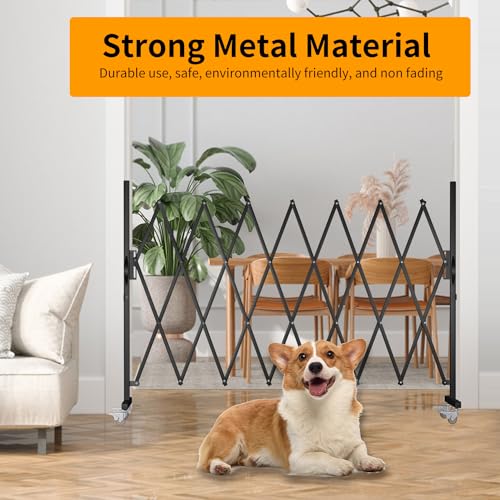 Bdmetals Portão de barricada expansível, portão de barreira de segurança de metal de 208 cm com rodí