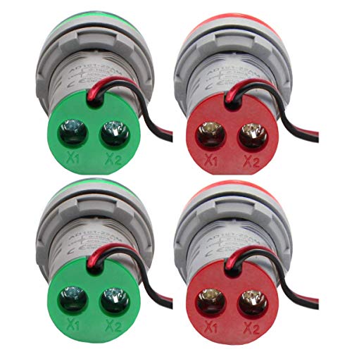 Shopcorp - Digital Led Display Indicator Ammeter, 0-100A Max Ac380 Current Meter And 220V - Gauge Meter, Tester Amp Monitor - Ad101-22Am Model, Circle Panel, 2 Red And 2 Green (4 Pack) #TOP3