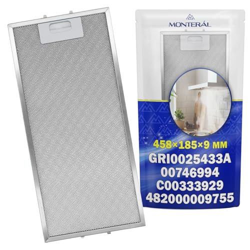 Filtro Metálico de Grasa para Campana Extractora 458x185x9 mm con Código Original 00746994 746994 para Bosch para Balay para Siemens GRI0025433A para Elica - MONTERAL