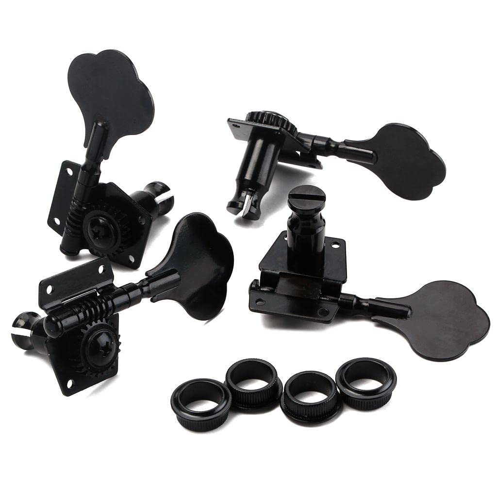 VELURA 4 Pcs Right Handed Machine Head Tuners Tuning Pegs for Bass Guitar Black|1 x Bass Tuning Peg Set(4 x Machine Heads, 4 x f| Tuning Pegs| Guitars & Basses |Musical Instruments & Gear