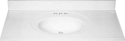 Miniatura 201 de Top de tocador de mármol cultivado de 19 pulgadas con protector contra salpicaduras, embalaje mejorado, remolino de marfil - Design House, 586263