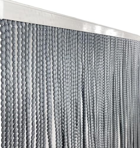tex family Mariel Rideau de Porte à Fils en Polyester Doux, Barre PVC, Silencieux, Recoupable - Gris - 100 x 220 cm