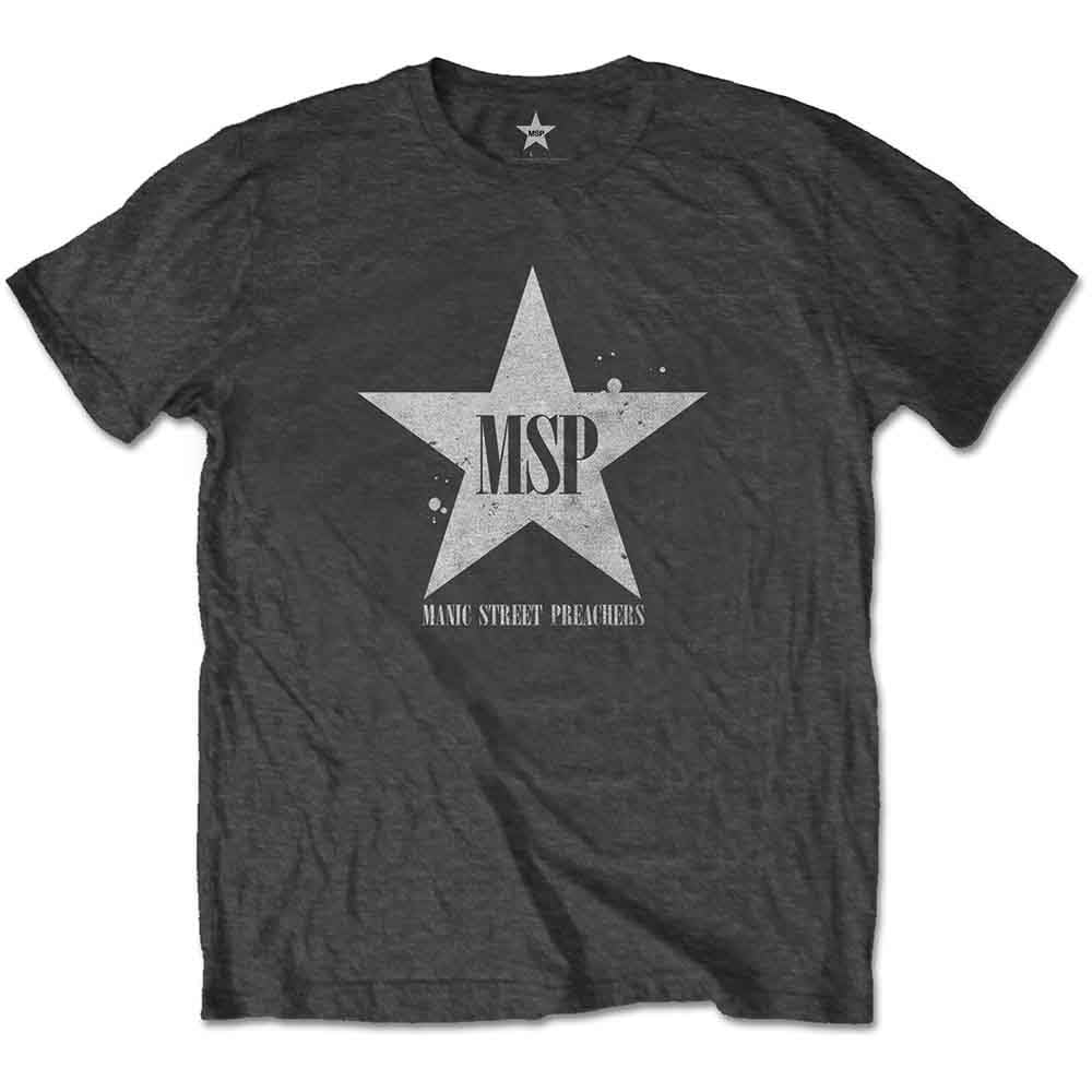 Manic Street Preachers T Shirt Classic Distressed Star Official Charcoal Grey XXL