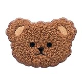 Plush Iron On Patches, Cute Bear Patches Cartoon Clothes Appliques Creative Animal Badges, Soft Sewing Appliques DIY Sewing Patches(Bear-Brown)
