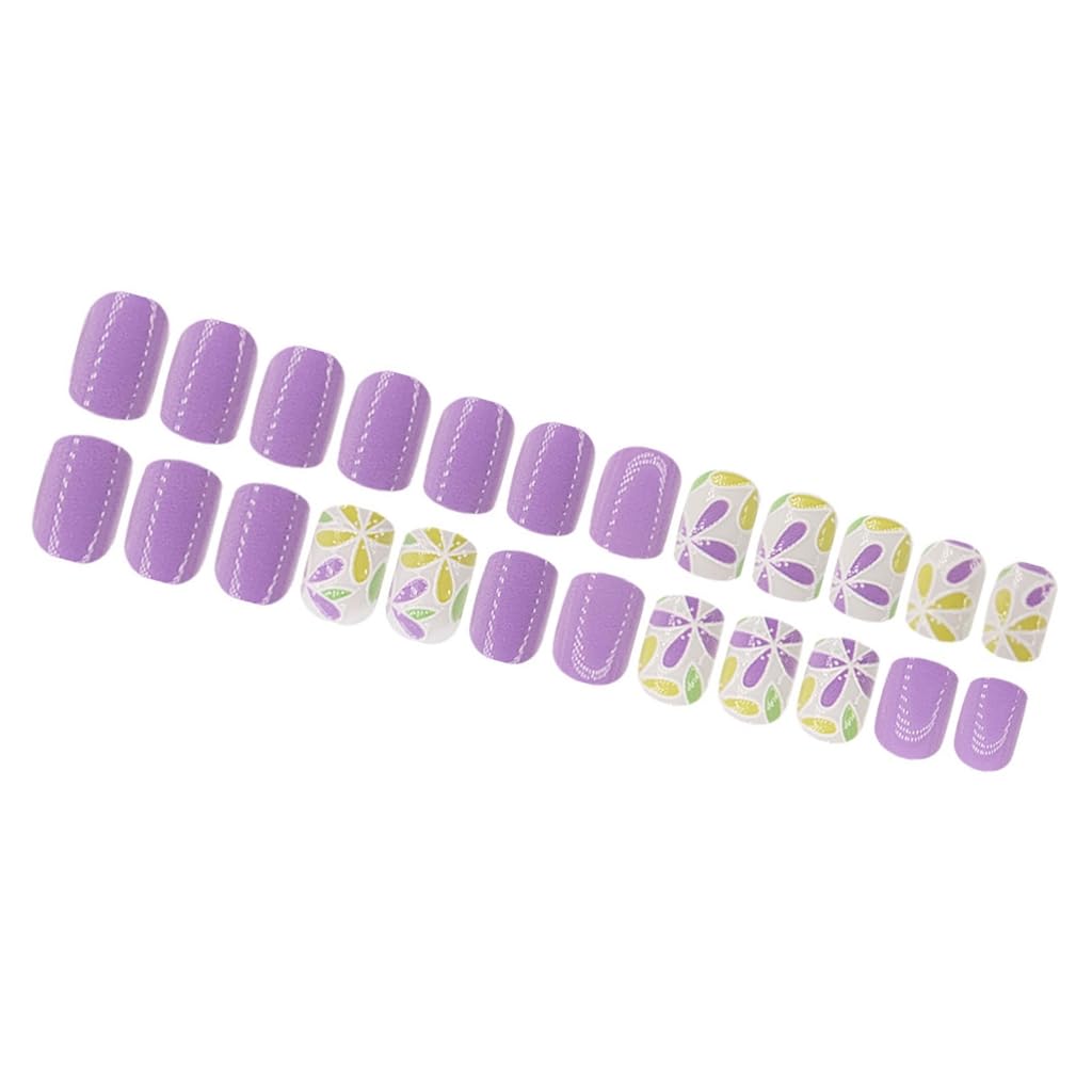 24Pcs French Tip Square Nails Tips Designs Fake Nails Artificial Acrylic Nails Full Covers False Nails