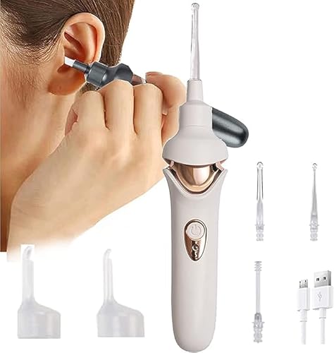 Aohcae Eliminador De Cerumen, Oroclear Con Luz Led Y 5 Cabezales De Repuesto Lavables, Aspirador Eléctrico De Cerumen, Limpiador De Oído Silencioso Seguro Para Adultos Y Niños