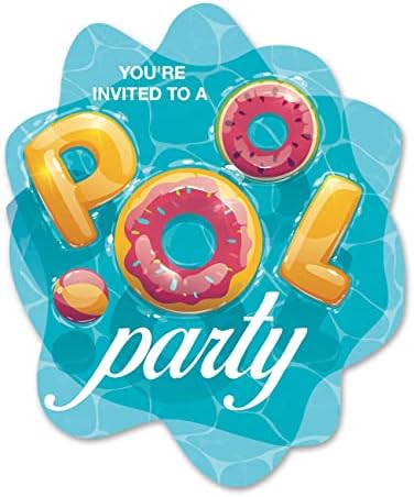 Pool Party Invitations with Envelopes, 20 Set Swimming Pool Shape...