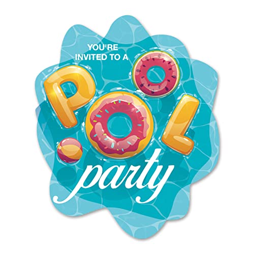 Pool Party Invitations with Envelopes, 20 Set Swimming Pool Shape...
