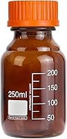 Vista 8 de 20 piezas de vidrio de borosilicato ámbar 3.4 fl oz graduado redondo laboratorio reactivo medios/botella de almacenamiento con tapa de rosca naranja