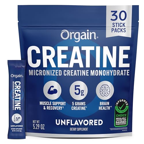 Orgain Creatine Monohydrate Stick Packs, 5g, 30 Servings