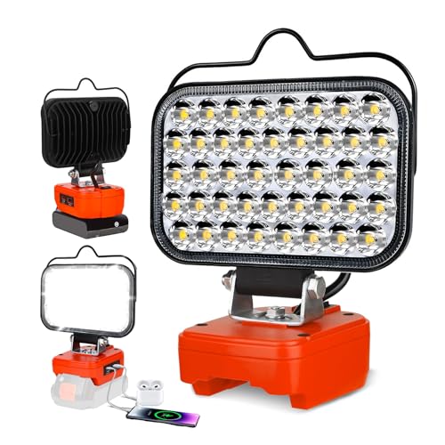 GZYZ Lampe LED sans fil pour Black Decker - Batterie 20 V - 108 W - 5800 lm - Projecteur LED portable - Avec USB et type C - Pour camping, garage, réparation automobile (sans batterie)