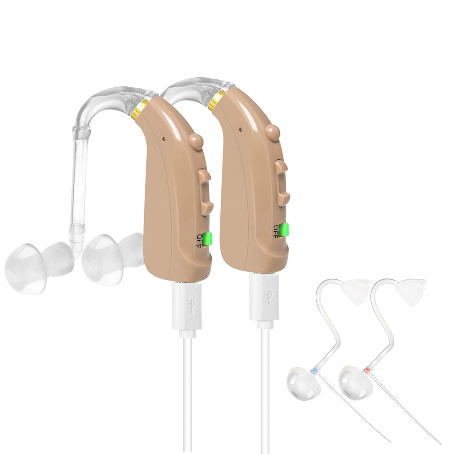 Banglijian Hearing Amplifier Rechargeable with Larger Capacity Digital Noise Cancelling with Volume Control and Program Switch (Two Units) (Beige) : Health & Household