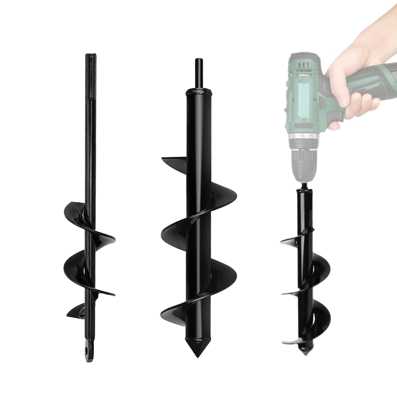 Fence Post Auger, Garden Auger Drill Bit, Auger Post Hole Digger 2 sizes 4x22cm&8x30cm, Heavy Duty Garden Spiral Auger Drill Bit for Gardening Planting, Bulb Planting, Umbrella Hole, Mixing Fertilizer
