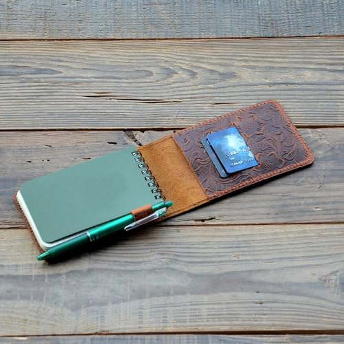 JJNUSA Funda de piel compatible con Moleskine Pro Pad Pocket Mini Pocket Notepad Holder Memo Book Recambios Cuadernos en espiral Funda de piel auténtica para cuaderno de notas 8.9 cm x 14.0 cm