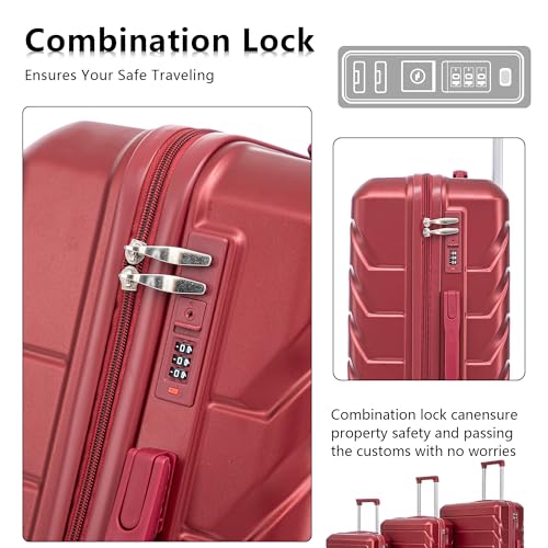 Image of Luggage Sets, ABS Hardside Combination Lock Spinner Wheels Lightweight Lock