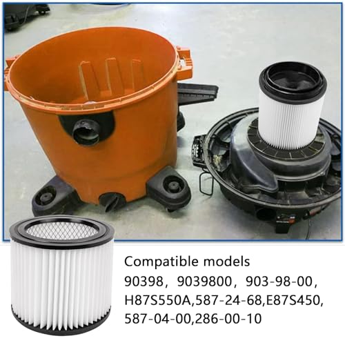 Image of 90398 HEPA Replacement Filter and 90526 Foam Sleeve Filter Compatible with Shop-Vac 90398, 903-98, 9039800, Fits Most 4 Gallon and Less Wet /Dry Vacuum Cleaner (2 Filter + 6 90526 Foam Sleeve)