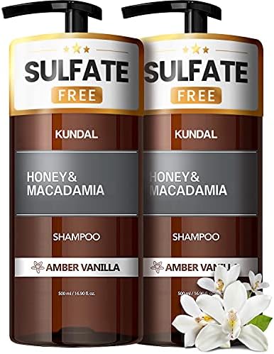 Kundal Amber Vanilla Sulfate Free Moisturizing Shampoo for Dry Damaged Hair with Argan Oil, 16.9 oz, x 2 bottles