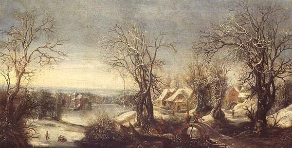 Cuadro moderno de paisaje invernal para decorar salones elegantes de 60x90cm