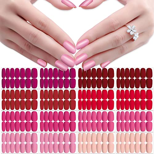 Jerclity 224 Pieces 16 Sheets Matte Color Nail Polish Strips Nail Wraps With Nail File Self-Adhesive Nail Stickers Full Nail Wraps For Women Girls Nail Art（8 Styles） #TOP5