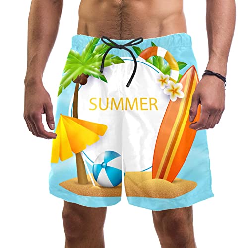 XQSSB Playa Verano Concepto Patrón Traje De Baño Traje De Baño Playa Surf Pantalones Cortos Para Hombres L, multicolor, Large-X-Large
