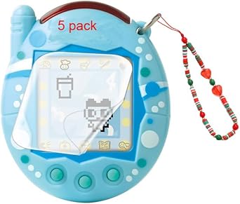 [5-PACK Screen Protector Compatible with tamagotchi connection Clear Soft TPU Film with lovely chain