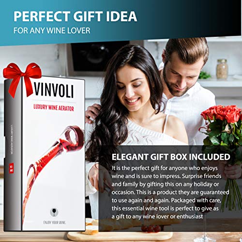 VINVOLI Wine Aerator - New 2021 Luxury Wine Air Aerator - Wine Pourer Wine Pour Spout - Wine Aerators Pourer - Red Wine Decanter with Aerator - Aerator Wine Pourers Pour Spouts - Wine Aerator Pourer