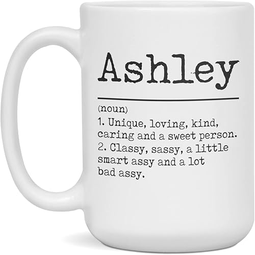 Ashley Taza de café que significa definición inteligente assy divertido regalo, 15 onzas, color blanco