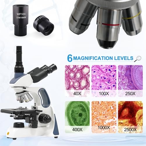 Image of Swift Infinity-Corrected Compound Trinocular Microscope SW400, 40X-2500X Magnification, Infinity Achromatic Objectives, Two-Layer Mechanical Stage, with Swiftcam 25 Megapixel Camera and Slides