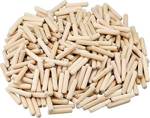 HongBoom 300PCS Wooden Dowels 8mm x 40mm Hardwood Dowels Pins Wood Grooved Plugs for Professional Carpenters DIY and Craft Projects