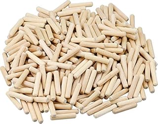 HongBoom 300PCS Wooden Dowels 8mm x 40mm Hardwood Dowels Pins Wood Grooved Plugs for Professional Carpenters DIY and Craft Projects