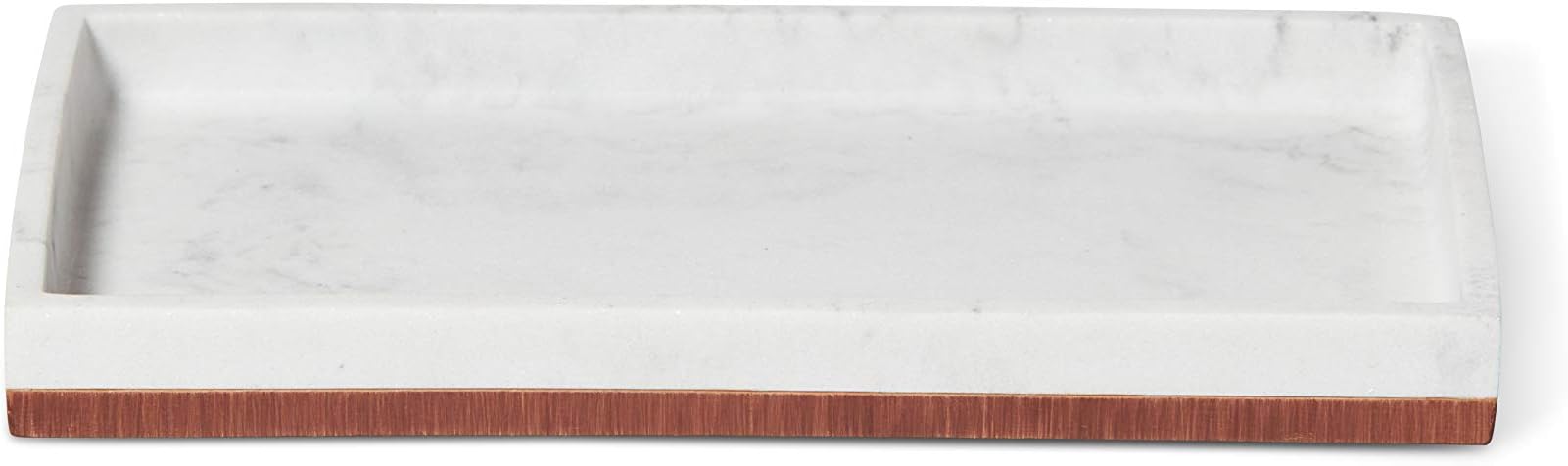 Roselli Trading Company Eleganza Collection Amenity Tray, White Marbelized Resin/Walnut Color Wood Trim