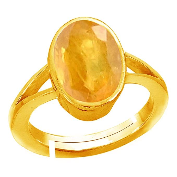 akshita gems 7.25 Ratti 6.15 Carat Certified Unheated Untreatet AAA++ Quality Natural Yellow Sapphire Pukhraj Gemstone Ring Gold for Women's and Men's-picture-39