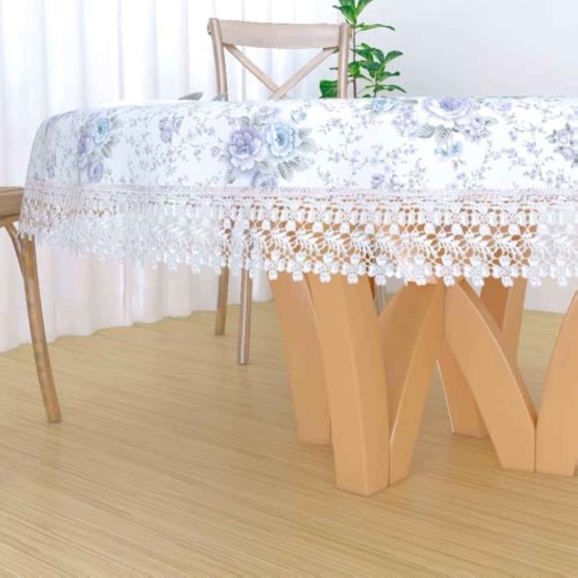 Jute Printed Round Table Cover for 4 Seater, Decorative Design