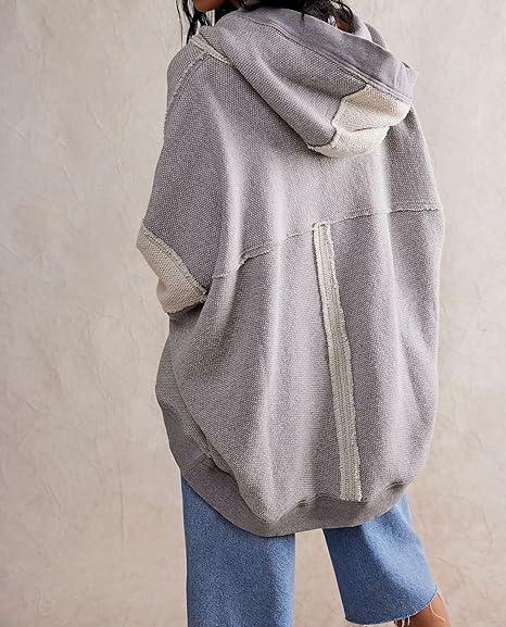 MOLERFO Open Front Hoodie Y2k Oversized Sweatshirt Cardigan Batwing Cardigans Hooded Outerwear Fall Winter 2024 Trendy3