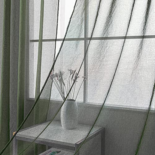 HUTO 2 painéis Cortinas semitransparentes verde-escuro meia-noite 108 polegadas de comprimento super