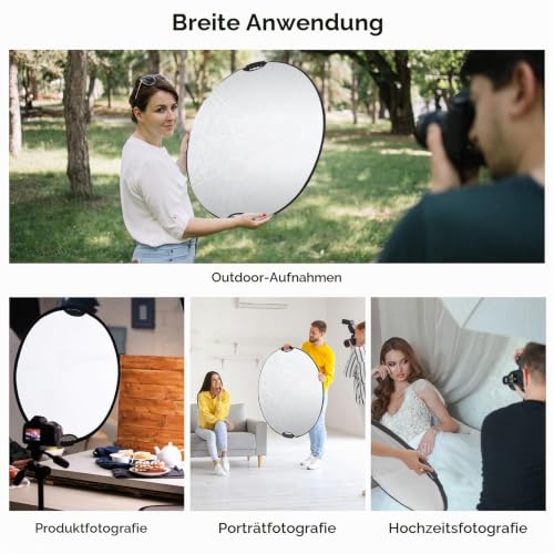 K&F CONCEPT 5in1 Faltbar Reflektor Fotografie mit Tasche&Handgriff 80CM – Ansicht 6