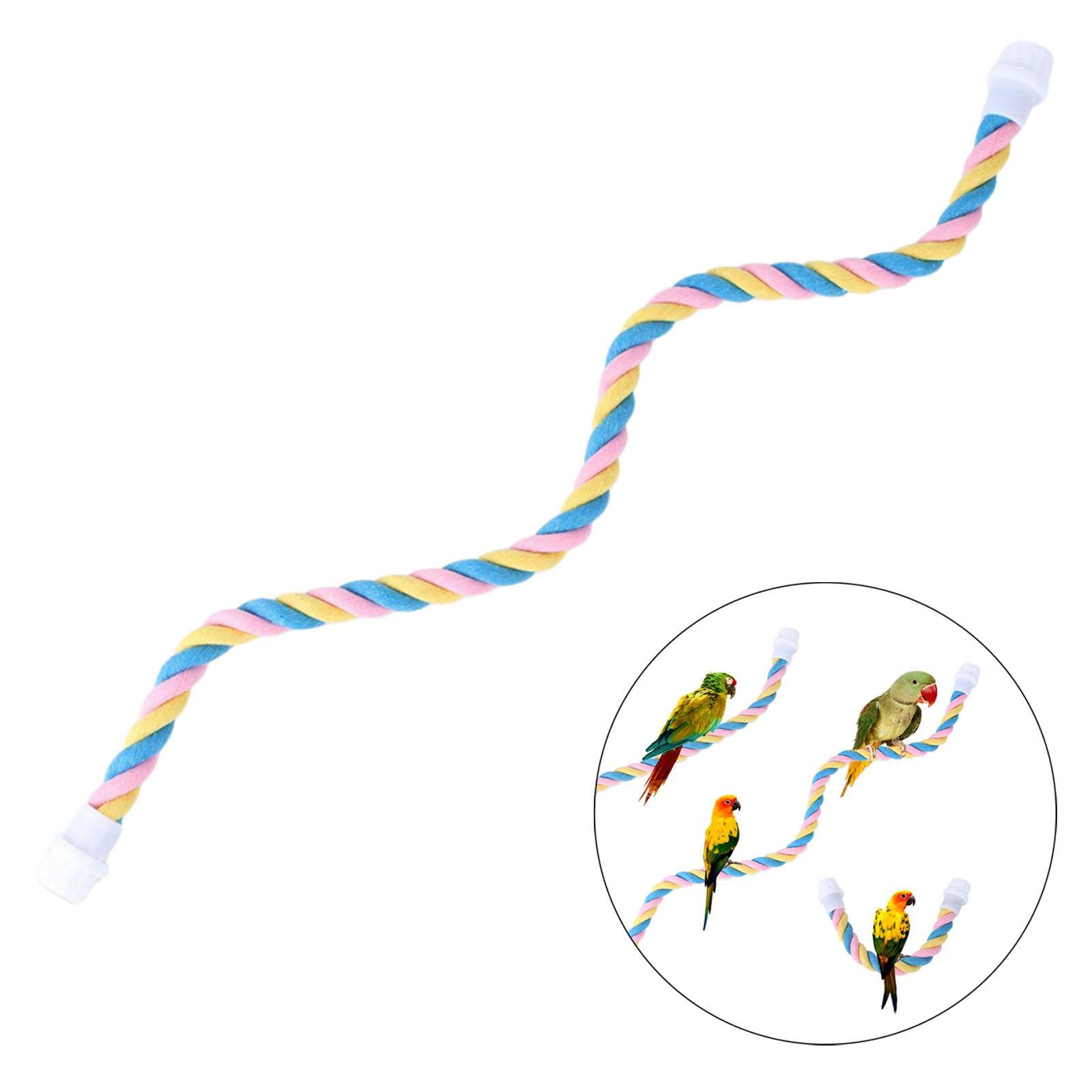 Percha de Aves Multicolor, Soporte para Jaula, Cuerda de Escalada para Loros y Periquitos