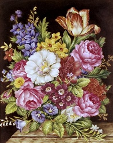 Bouquet of Flowers , Gerard Cornelis (1680-1745/Dutch), Oil on canvas, Poster Print (24 x 36)