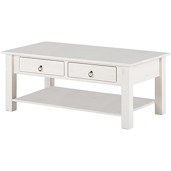 Loft24 Ilona Couchtisch Weiss Landhaus Wohnzimmertisch Mit Schubladen Kaffeetisch Sofatisch Beistelltisch Kiefer Massiv 110x60 Cm Amazon De Kuche Haushalt