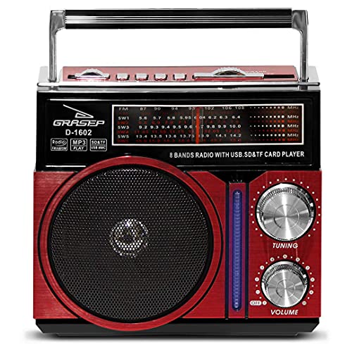 Radio Vintage Retrô Recarregável Am Fm Sw Usb Mp3 Auxiliar (Vermelho)