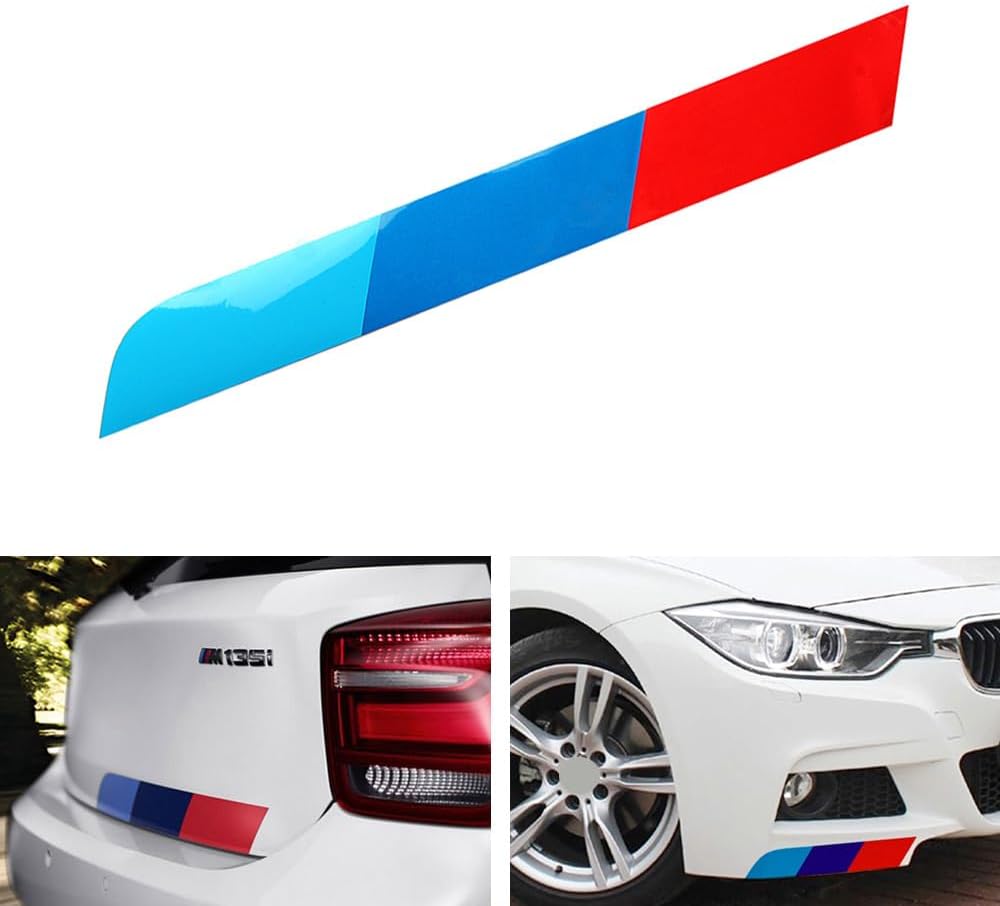iJDMTOY 17 by 2-Inch Reflective Iconic 3-Color Stripe Decal Sticker Compatible with BMW Exterior Cosmetic, Such As Hood/Bonnet, Trunk, Side Skirt, Bumper, etc