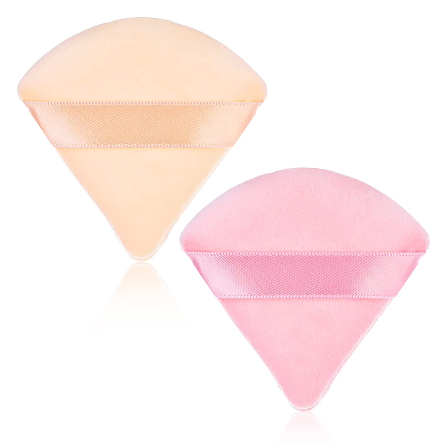 Jibaro 2 Pieces Triangle Powder Puffs Face Cosmetic Powder Puff Washable Reusable Soft Plush Powder Sponge Makeup Foundation Sponge for Face Body Loose Powder Wet Dry Makeup Tool (2Pcs Black)