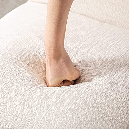 Rivova Contemporary Linen Upholstered Dining Chairs With Golden Base Set Of 6, Comfort Side Chairs For Dining Room, Dining Room Chairs, Cream #TOP3