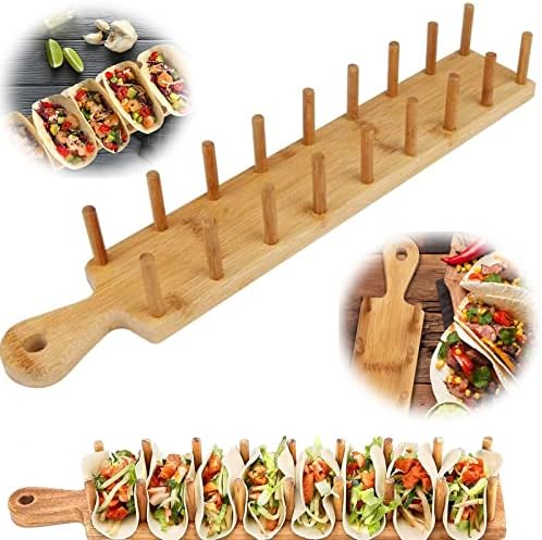 Soporte para Tacos de Madera, Madera de Bambú Natural Mexicanos B...
