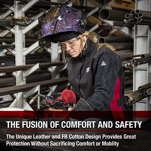 Lincoln Electric Womens Leather Jessi Combs Women S Shadow Welding Jacket, Black/Red, X-Small Us #TOP4