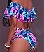 Women's Sexy Floral Print Ruffle Off Shoulder Bikini Swimsuit (Tag L -- US 8, B)