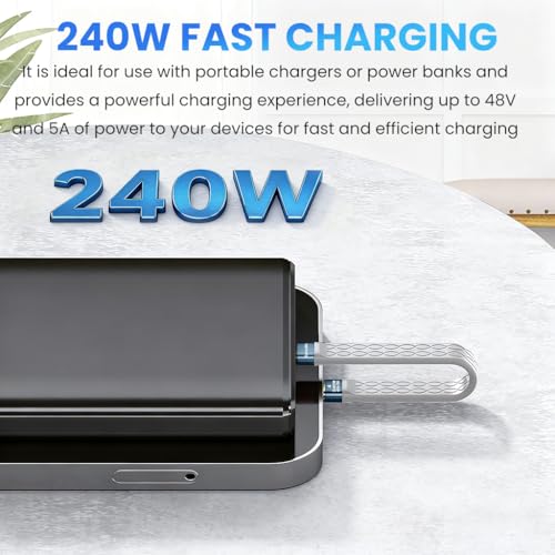 Image of Verilux PD 240W Type C Cable Fast Charging, High Speed Type C to C Type Charger cable Support 8K HD Video Output, Compatible for iPhone 17 /16 /15, Galaxy S25 /S24 /S23, Flash Drive, Portable Travel, Grey
