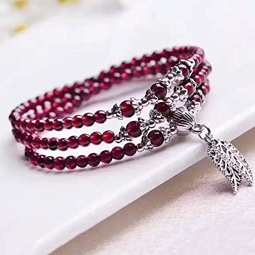Miniatura 3 de Piedra Decorativa Venta Al Por Mayor Vino Rojo Granate Piedra Natural Pulseras Cuentas Tibetanas Pendiente De Hoja De Plata Mujeres Brazalete De L